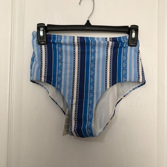 Lemlem Eshal High Waist Bikini Bottom Blue Striped‎ Swimwear Size Small Stylish - Picture 5 of 8